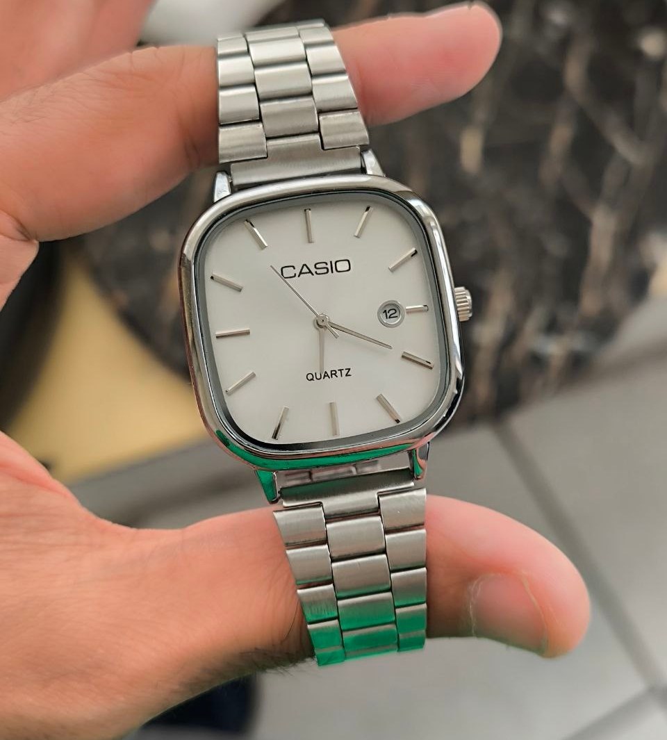 ساعت مچی مردانه Casio کلاسیک صفحه مربعی  تاریخدار