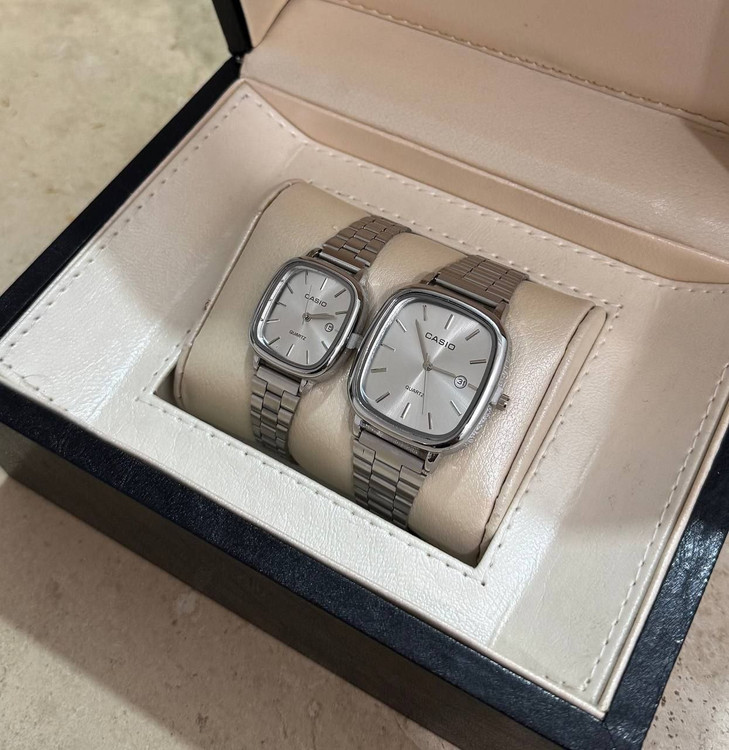ست ساعت مچی زوجی Casio زنانه و مردانه رنگ نقره ای