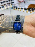 ست ساعت مچی کاسیو Casio زنانه و مردانه بند استیل مشکی صفحه آبی