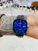 ست ساعت مچی کاسیو Casio زنانه و مردانه بند استیل مشکی صفحه آبی