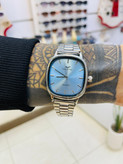ست ساعت مچی کاسیو Casio زنانه و مردانه بند استیل مشکی صفحه آبی