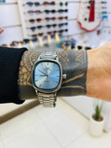 ست ساعت مچی کاسیو Casio زنانه و مردانه بند استیل مشکی صفحه آبی