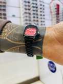 ست ساعت مچی زنانه و مردانه کاسیو Casio با صفحه قرمز و بند استیل مشکی