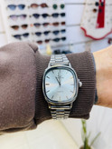 ست ساعت مچی کاسیو Casio زنانه و مردانه بند استیل مشکی صفحه آبی